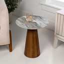 JONATHAN Y END5003B Kaito 18" Rustic Minimalist Round Marble/Wood Accent Table, Side Table, End Table for Living Room, Bedroom, White Marble/Honey Wood