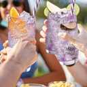 Highball Beverage Glasses Set of 6 Romantic Colored Thick & Heavy Base Big Capacity 14.87oz|440ml, Drinking Glass Tumblers for Iced Tea, Water, Soda & Juice and Cocktails (Purple)