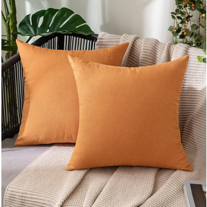 MIULEE Pack of 1 Decorative Outdoor Solid Waterproof Throw Pillow Covers Faux Linen Garden Farmhouse Cushion Cases for Patio Tent Balcony Couch Sofa 18x18 Inch Brown