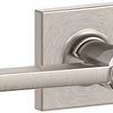 SCHLAGE F51A LAT 619 COL Latitude Lever with Collins Trim Keyed Entry Lock, Satin Nickel