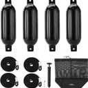 Affordura Boat Fender 4 Pack Boat Bumpers Fenders with 4 Ropes, Boat Bumpers for Pontoon Boat Fenders Inflatable (5.5 inch, Black)