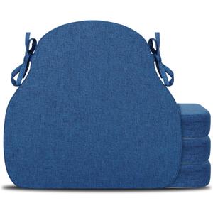 Navy Blue Winsor Chair Cushions with Ties, Dining Kitchen Chair Seat Pads Non Slip Removable Washable Cover 17"x16" Set of 4