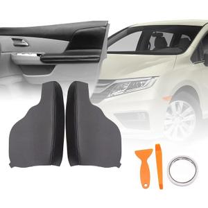 GXARTS 1 Pair Black Door Panel Armrest Cover Compatible with Honda Odyssey 2011 2012 2013 2014 2015 2016 2017 Vinyl Microfiber 1Pair Leather Door Armrest Replacement (with Installation Tool)