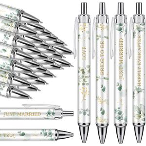 Chuangdi 24 Pcs Wedding Pens Bridal Shower Ballpoint Pens Retractable Bachelorette Black with Quotes for Guest Wedding Bridal Shower Favors Book Proposal Bachelor Party Gifts Office(Leaf)