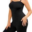 Strapless Shapewear Bodysuit Women Tummy Control Seamless Body Suits Shaper with Detachable Shoulder Straps Black Mid Thigh (Black, XL/XXL)