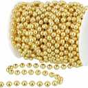 WILLBOND 50ft Christmas Tree Beads Artificial Pearls Garland Plastic Beads Roll for Christmas Tree Wedding DIY Decoration Supplies(Gold)