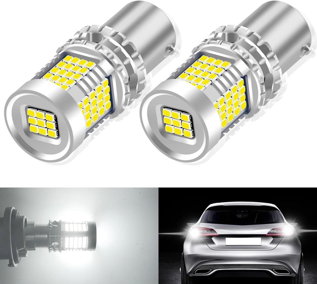 2Pcs 1157 p21/5w BAY15D LED Bulb for Tail Light White, CANBUS Error Free Anti Hyper Flash 2016 89SMD 4000LM Automotive Replacement Light Bulbs for Daytime Running Lights