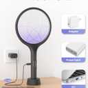 YISSVIC Electric Fly Swatter 4000V Bug Zapper Racket Dual Modes Mosquito Killer with Purple Mosquito Light Rechargeable for Indoor Home Office Backyard Patio Camping (Black-1 Pack)