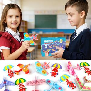 28 Pack Valentines Day Gifts for Kids, Foam Airplanes Party Favor Set with Valentines Greeting Cards for Kids, Valentine's Day School Prize Party Favor, Classroom Exchange Gift Set
