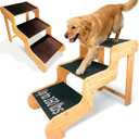Dog Steps for Bed,Extra Wide Dog Stairs for Large Dogs,3-Step Bamboo Pet Ramp Assist Large Senior/Older Dogs or Pet(Up to 160 Pounds) Get to Couch Or High Bed (H:24 inch)