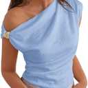 BTFBM Spring Tops for Women Trendy Sleeveless Ruched Going Out Top Solid Tank Blouses Basic T Shirts Fashion Clothing Size XL