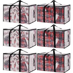 Moving Bags Heavy Duty Extra Large, Alternative for Moving Boxes & Moving Supplies, Clear Storage Bins with Lids, Plastic Packing Tote, Storage Bags for Clothes with Handles & Zippers(Clear, 6 Pack)