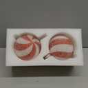 Baquler Set of 2 Christmas Candy Light Indoor Flameless Candles LED Candy Cane Light Xmas Red and White Glitter Ball Battery Operated Candles for Xmas Gift Holiday Party Room House Home Table Decor