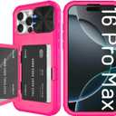 Tieuwant for iPhone 16 Pro Max Case Wallet, Built-in Mirror, Card Holder, Slide Camera Cover, Kickstand, Ultra Thin & Comfortable, Rugged Heavy Duty Girls Women Protective iPhone 16 Case,Rosepink