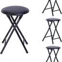 Homy Casa 18-Inch Foldable Barstool with Padded Seat, Space-Saving & Portable Stool for Home Bars, Game Rooms, and Kitchen Islands, Black (Set of 4)