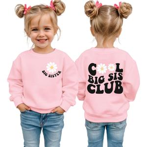 MULOIUDZ Big Sister Sweatshirt Toddler Girl Cool Big Sis Club Shirt Baby Announcement Pullover Crewneck Clothes(Pink, 18-24M)