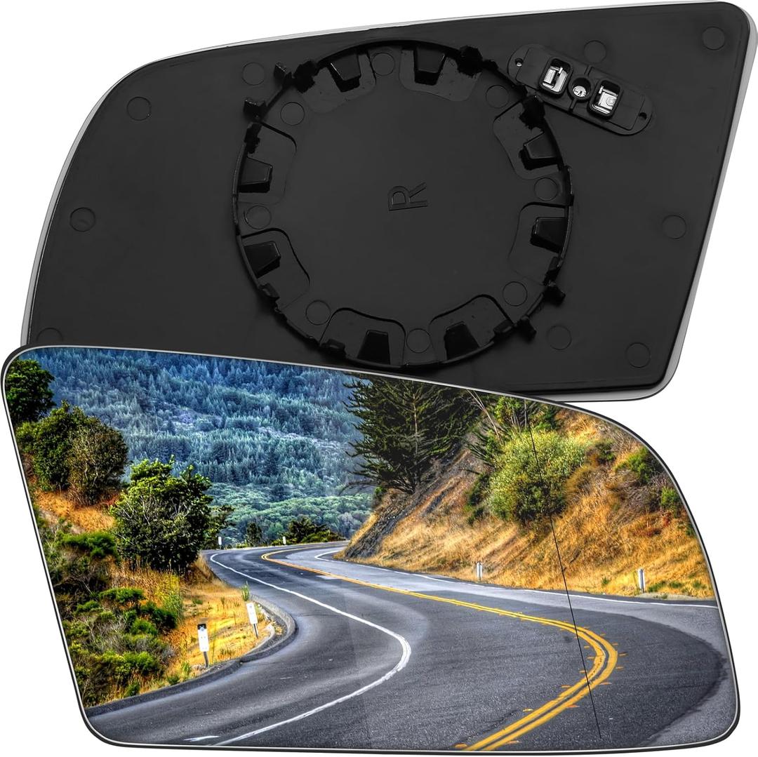 Passenger Side Mirror Replacement for BMW 5 Series E60 E61 2004-2009 - Right Side Mirror Glass, Rear View Mirrors Glass with Power Heated White