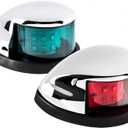 LED Boat Navigation Light Red and Green LED Marine Navigation Light Boat Bow Light for Pontoon and Small Boat (Silver)