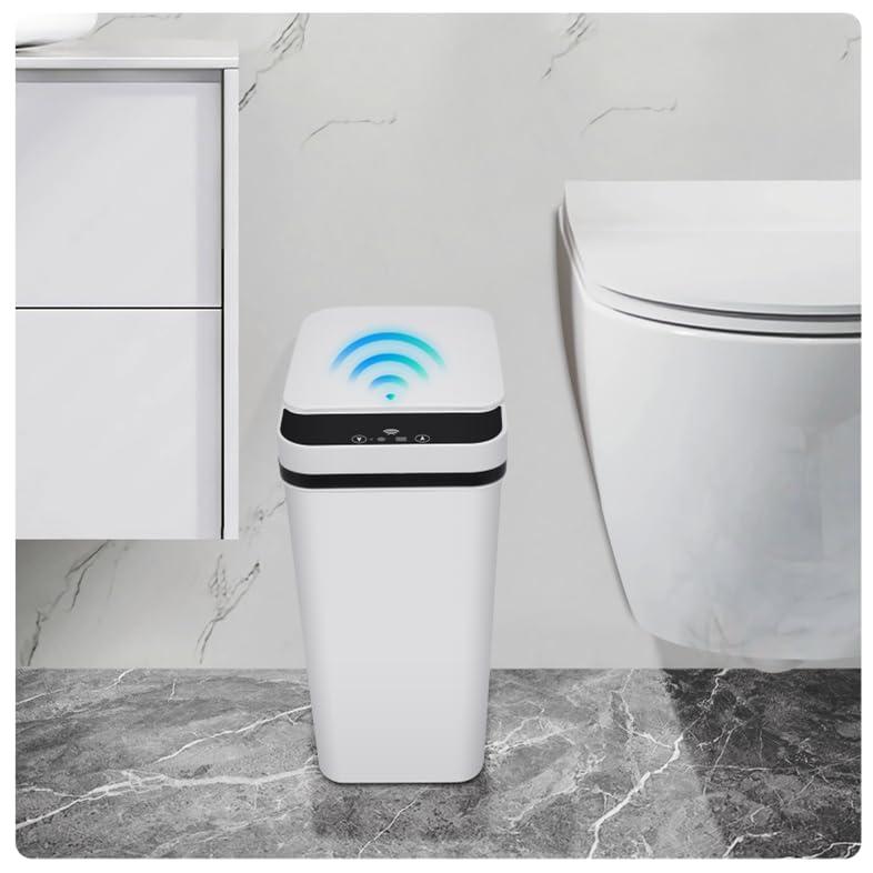 Bathroom Trash can,Smart Touchless Trash Can,Automatic Motion Sensor Trash Bin With Lid,2.4 Gallon Garbage Can, Kitchen, Bathroom, Office, Bedroom Trash can (White)