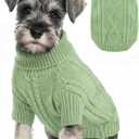 Small Dog Sweater Clothes Pullover Knitted Dog Coat Sweaters for Small Dogs Cats Girl Boy Thick Warm Puppy Clothes for Chihuahua Yorkie Bulldog Christmas Cold Weather Pet Outfits (S (Back: 11",Chest: 15", 5-12Ibs), Green)