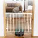 Babelio Baby Gate for Stairs, Kitchen & Doorways, No Bottom Bar| Easy Installation| One-Handed Operation| Auto-Close| Hardware Mount (Drill Needed) Safety Dog Gate (White - B17, 24-39" W, 28" H)