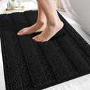 OLANLY Thick Bathroom Rugs 30x20, Extra Soft Absorbent Chenille Striped Bath Rugs, Rubber Backing, Machine Wash Dry, Bath Mats for Bathroom Floor, Tub and Shower, Home Decor Accessories, Black