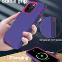 for iPhone 13 Pro Max Case, with Screen Protector, Dust-Proof Port Cover, Full-Body Non-Slip Silicone Rubber Covered, Military Grade Drop-Proof Shockproof Phone Case, Red/Purple