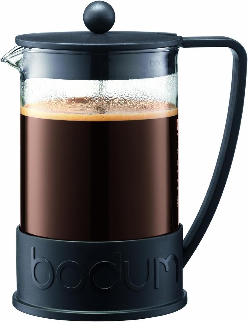 Bodum 51oz Brazil French Press Coffee Maker, High-Heat Borosilicate Glass, Black - Made in Portugal