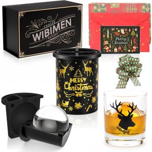 Clear Ice Cube Maker with Whiskey Glasses & Luxury Box - 2.5" Ball - Crystal Clear Ball Ice Cube Tray for Whiskey, Perfect Christmas/Bourbon Gifts for Mens/Dad/Husband/Him/Grandpa