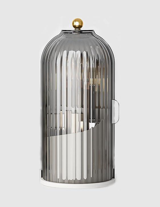 360Rotating Makeup Brushes holder with Lid, Make Up Organizers and Storage for Vanity Countertop or Bedroom DresserTransparent black