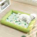 SpaceTime Cooling Mat for Dogs,Waterproof Dog Beds for Small Medium Large Sized Dogs,Bolster Cat Beds for Indoor Cats,Pet Beds with Sides for Puppy Crate,Non-Slip,Easy Maintenance (Green-Avocado, L)