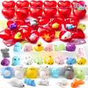 JOYIN 28 Packs Valentine Day Gift Cards with Mochi Squishy Toys and Filled Hearts for Kids Valentine Classroom Exchange, Kawaii Stress Relief Toys School Gifts Exchange, Games Prizes