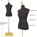 EaseHome Mannequin Body Female Mannequin Torso,Height Adjustable Black Leather Dress Forms for Sewing,Model Display Body Stand with Metal Bracket for Clothing Dress Jewelry Display