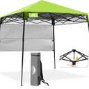 EAGLE PEAK 8x8 Pop Up Canopy Tent with Sidewall, Compact, Portable Slant Leg Instant Sun Shelter for Beach, Sports, & Camping, 8x8 Base 6x6 Top, Green