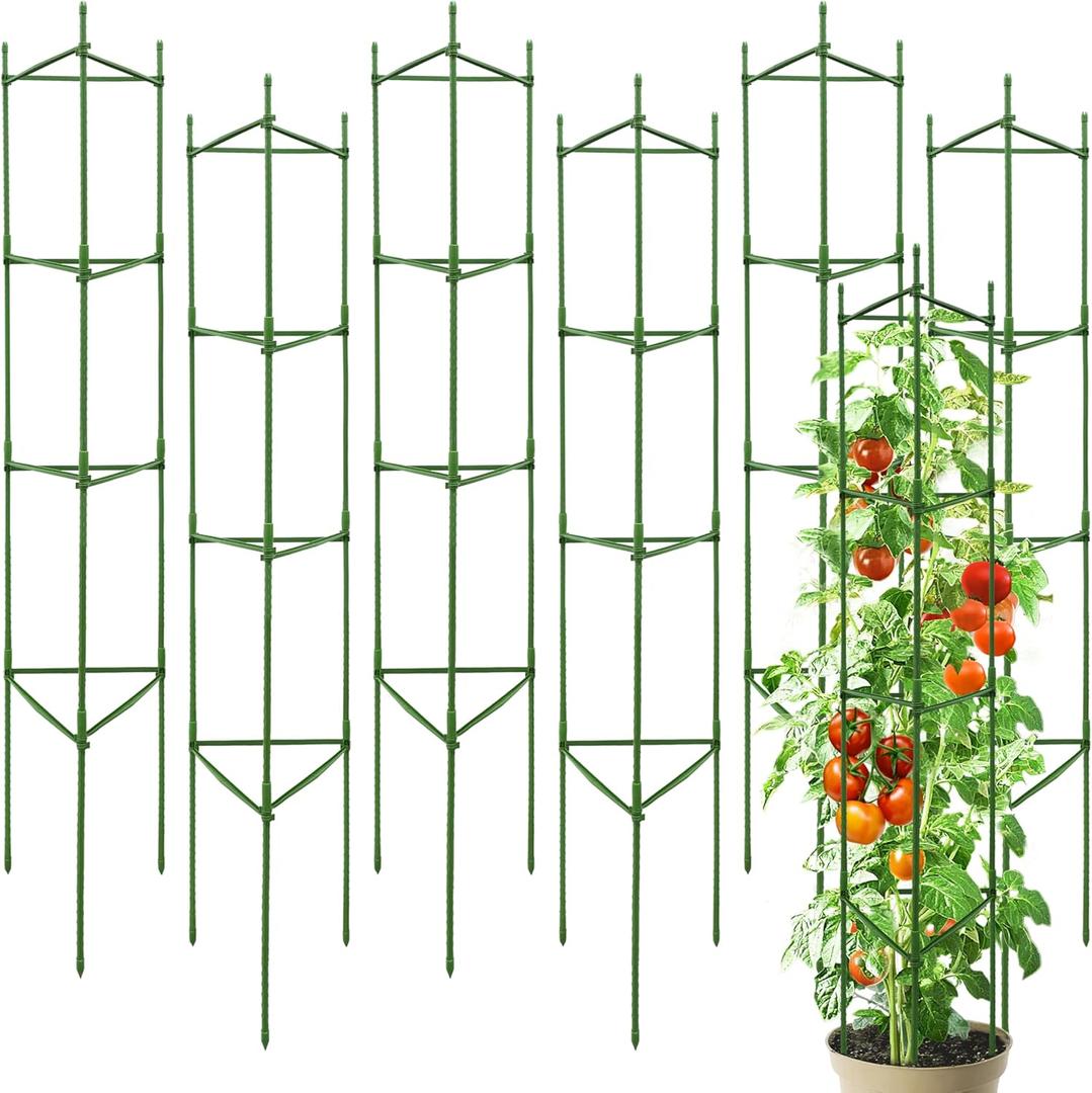 6 Pack Tomato Cages,68inches Height Adjustable Plant Support,Heavy Duty Metal Tomato Trellis,Tomato Cages for Garden Pot,DIY Shape Tomato Stakes(Height Adjust from 16 to 408)