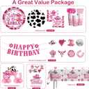 Cowgirl Birthday Party Decorations Pink Western Girl Banner Cake Decorations Disco Cowgirl Plates and Napkins Set for Rodeo Hot Pink Let's Go Girls Party Supplies