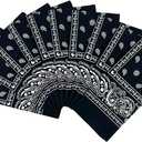 Vamqor 100% Cotton 10 Pack Fine Bandanas (Black)