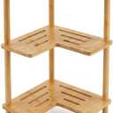 Bamboo Corner Shower Caddy Stand 3-Tier, Standing Shower Organizer with Anti-Slip Feet, Waterproof & Durable Bathroom Shower Shelf, Space-Saving Design Storage for Kitchen or Living Room