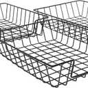 Okuna Outpost Wire Paper Basket Organizer - Letter-Size, Black, Metal, 3-Pack - Turn-in Trays, Paper Trays & Wire Office Bins for Desk