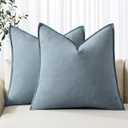 MIULEE Decorative Linen Pillow Covers 20x20 Inch Blue Grey Linen Farmhouse Neutral Couch Throw Pillows for Bed Pack of 2 Accent Modern Pillowcase Sofa Livingroom Home Decor