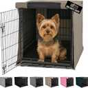 GORILLA GRIP Dog Crate Covers Compatible with Amazon Basics Dog Crates, All Sides Open, Privacy Cover Fits 24" Wire Kennel, Breathable Mesh Windows, Light Reducing Puppy Training Cage Topper, Taupe (24" x 18" x 20")