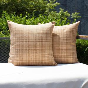 Kevin Textile Pack of 2 Decorative Outdoor Waterproof Pillow Covers Square Garden Cushion Sham Throw Pillowcase Shell for Patio Tent Couch 18x18 Inch Beige