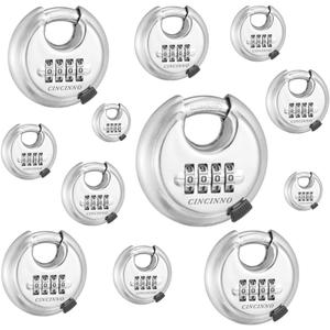Combination Lock, CINCINNO Weatherproof Stainless Steel Combination Disc Lock Outdoor Combination Padlock for Storage Unit Garages, Sheds, Trailers 12 Pack