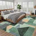 Modern Area Rug 5x7,Ombre Low Pile Rugs,Non-Slip Non-Shedding Bedroom Rug,Indoor Geometric Carpet for Bedroom Kitchen Dining Room Office Home Decor5x7 Green