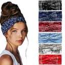 6 Pack Headbands for Women - Short Hair Bandana Headbands, Non Slip Elastic Sweat Hairbands, Soft Fabric Hair Wraps for Girls - Suitable for Workout, Yoga, Running & Sport