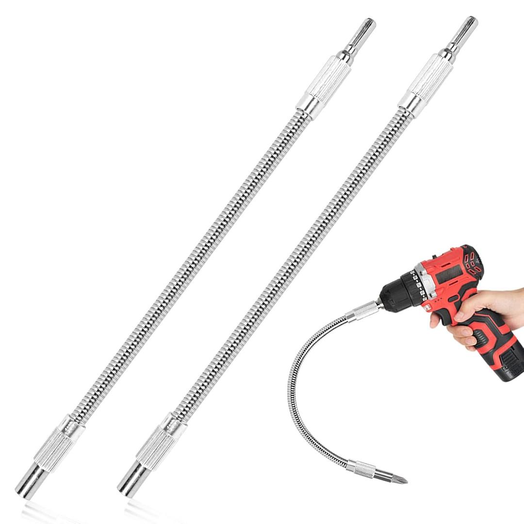Flexible Drill Bit Extension, 11.7 inch Super Bit Screwdriver Extension, 1/4 Hex Shank Bendable Drill Bit Extension for Tight Spaces, Home Repairs (2 Pack)