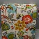 Pillow Perfect Bright Floral Indoor/Outdoor Chair Pad With Ties, 2 Count, 20" x 20", Ivory Alastriste