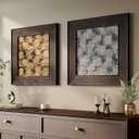 Vintage Framed Textured Wall Art Set of 2, 20x20 Inch Retro Rustic Neutral Paintings Artwork for Walls, Abstract Wall Art for Living Room, Bedroom, Dining Room, Kitchen, Farmhouse Wall Decor