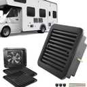 AUTOXBERT RV Exhaust Vent Fan, 2.4W 12V One-Way Silent Wind Air Ventilation Fan for Caravan, Motorhome, Camper, Black (with interior panel)