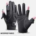 Leather Fishing Gloves for Men and Women 2 Cut Fingers Flexible Great for Photography Fly Fishing Ice Fishing Running Touchscreen Texting Cycling Walking (Large)